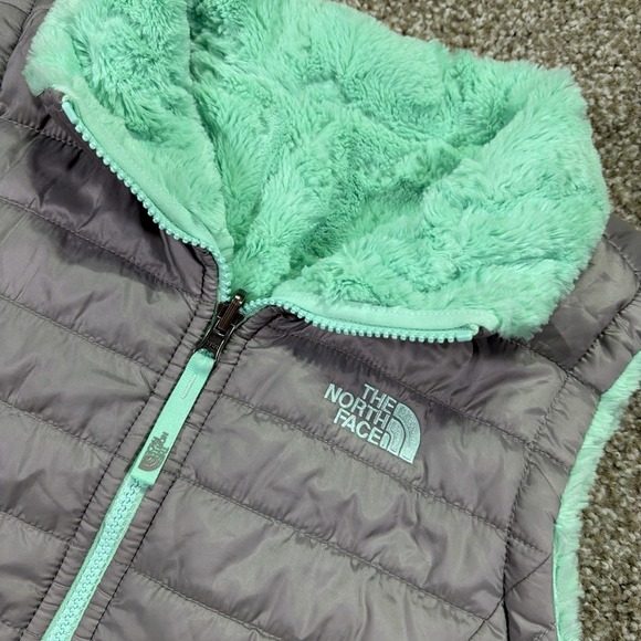Women's/ Girls North Face Vest Quilted Fur Lined Teal Large 14-16 Or Women's S - Picture 2 of 7